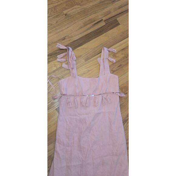 NWT Antonio Melani Nat Note Linen Maxi Dress Cece Tassel Women's 12 Pink NWI - Picture 15 of 16